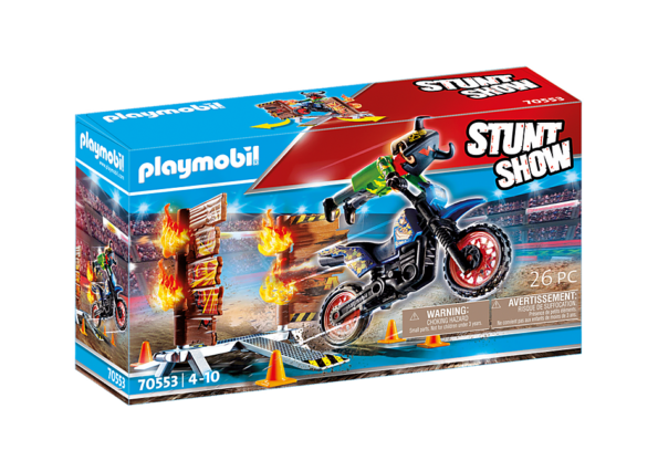Stuntshow-Pilote-de-moto-et-mur-de-feu
