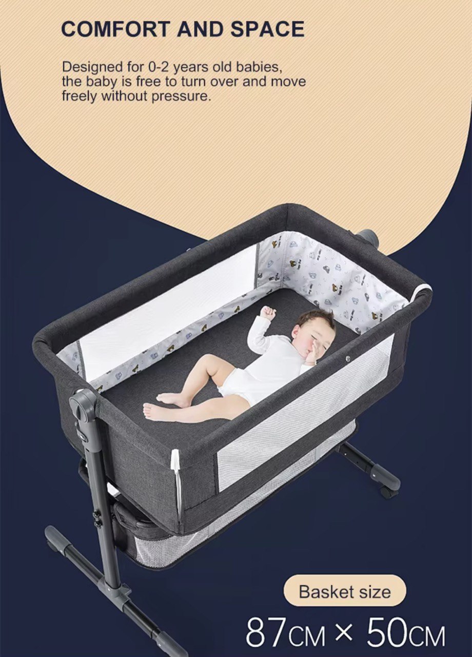 Lit bébé Cododo avec moustiquaire + Panier Gris foncé - Image 9