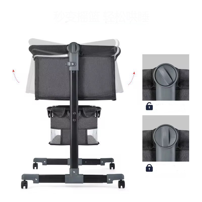 Lit bébé Cododo avec moustiquaire + Panier Gris foncé - Image 6