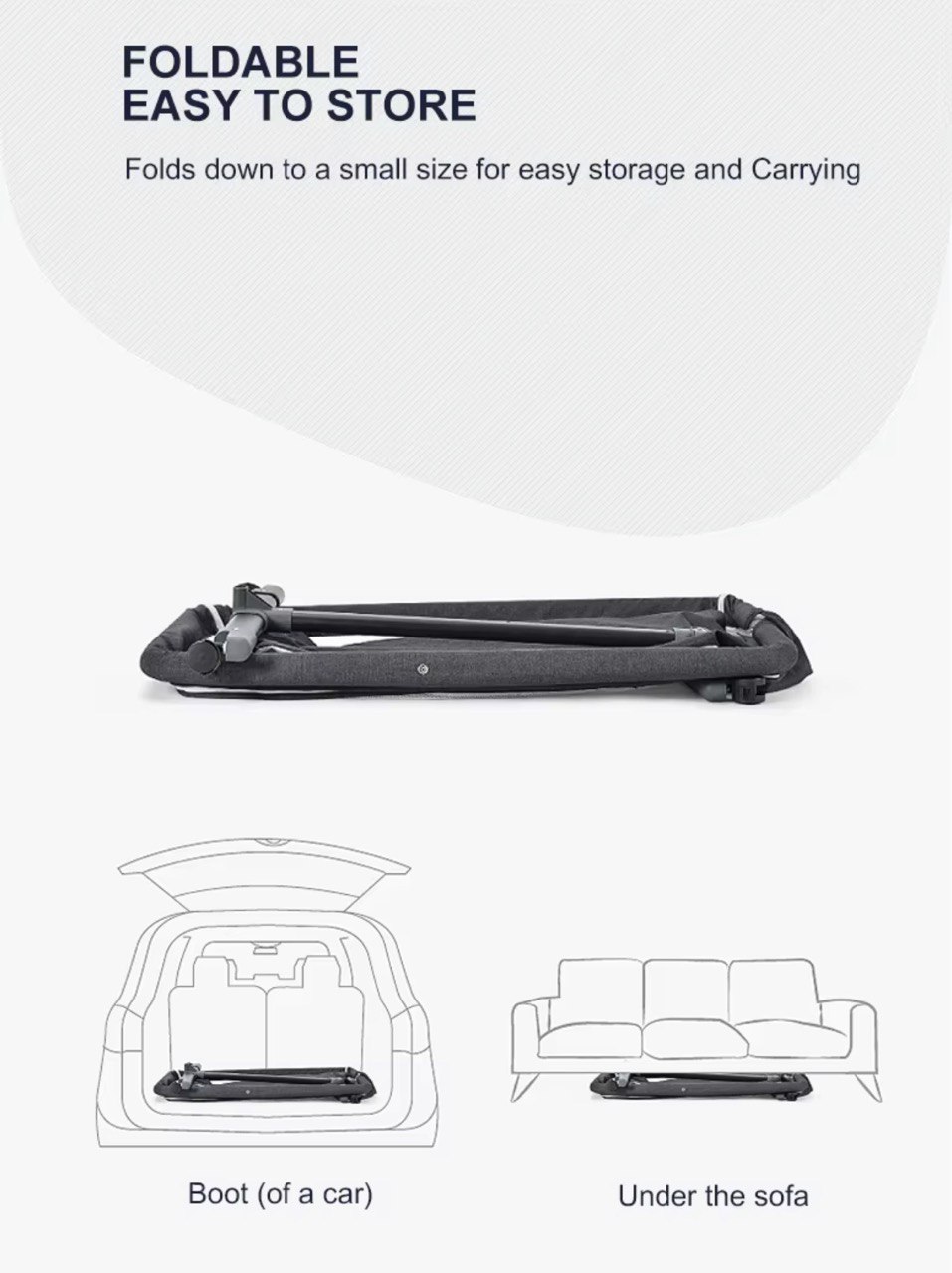 Lit bébé Cododo avec moustiquaire + Panier Gris foncé - Image 8