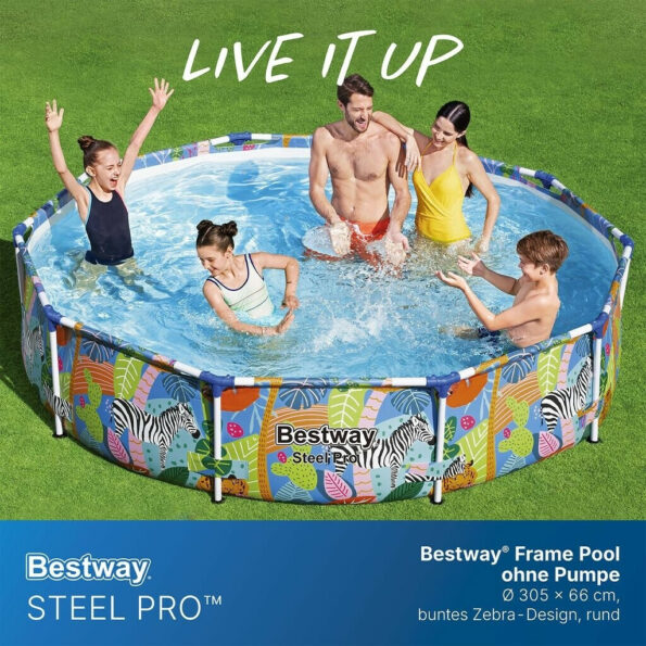 Piscine Bestway Steel Pro Frame Wild Print – 3,05 m x 66 cm