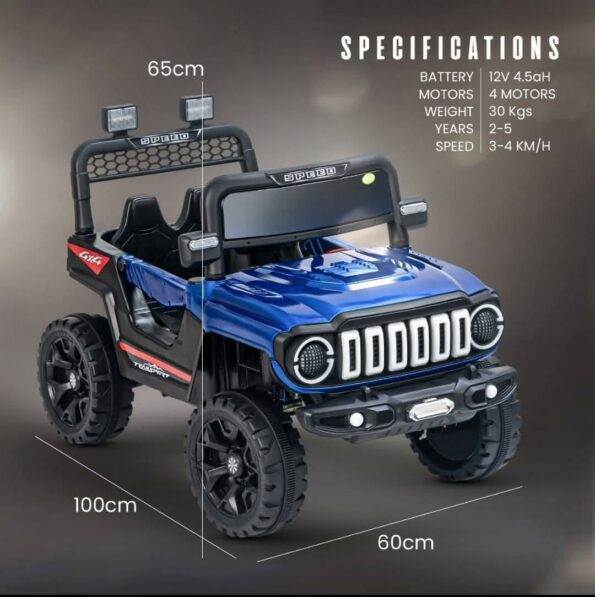 Voiture électrique SUV 4 motrices 12V pour enfant avec lumière - Bleu - Image 3