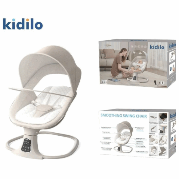 Balancelle électrique avec télécommande et bluethoot - Kidilo Beige - Image 2