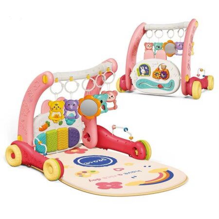 Trotteur et Tapis Piano 2 en 1 - Rose