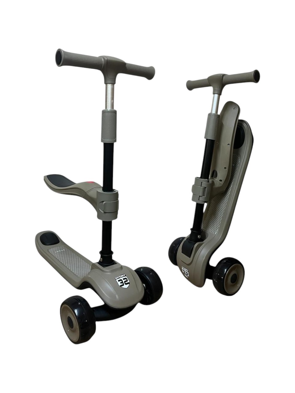 Trottinette 3 roue 2 en 1 - Kaki
