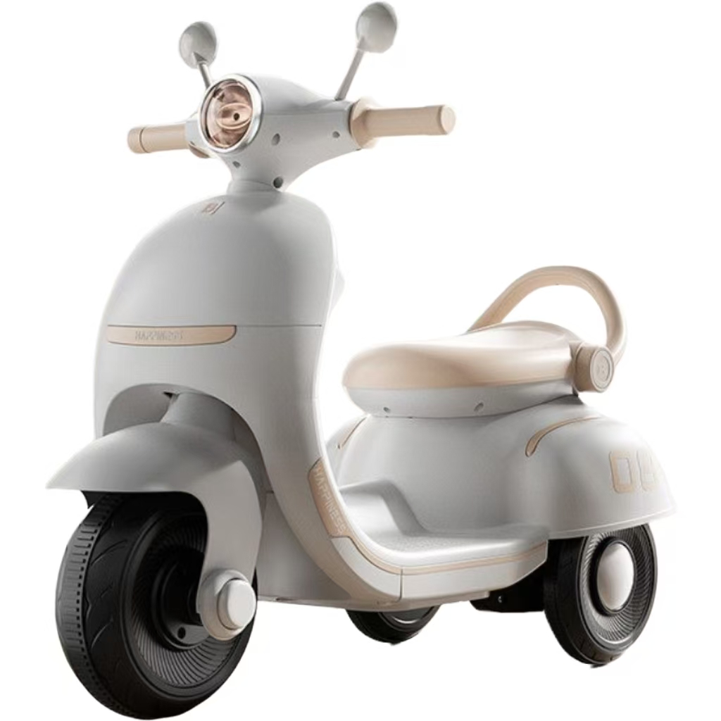Moto électrique 6V style Scooter pour enfant de 2 ans et plus - Beige