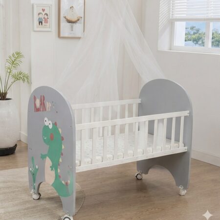 Lit bébé Cododo Bébé en bois Design Dinosaure avec Roulettes