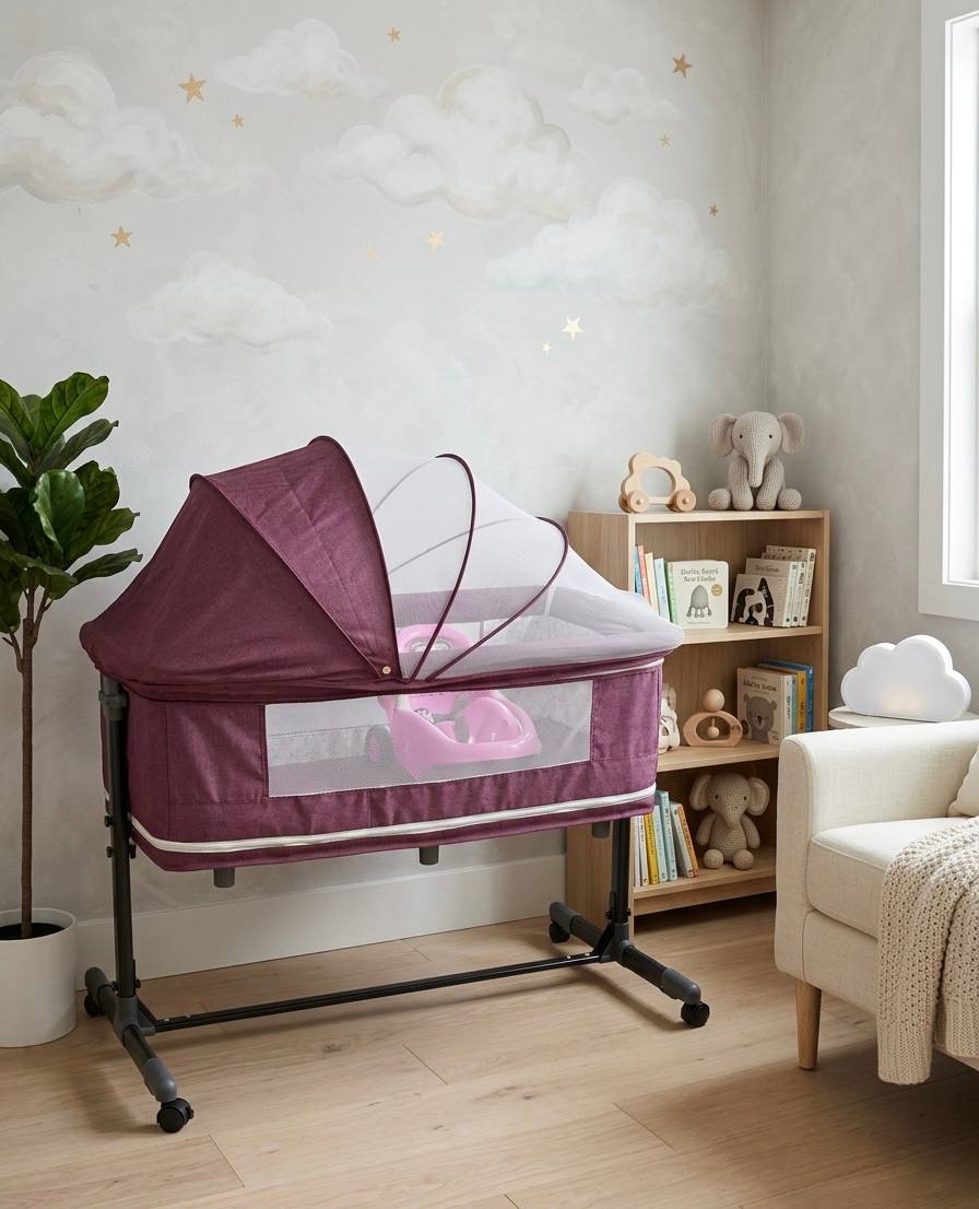Lit cododo réglable sur plusieurs niveaux avec des roues - Violet