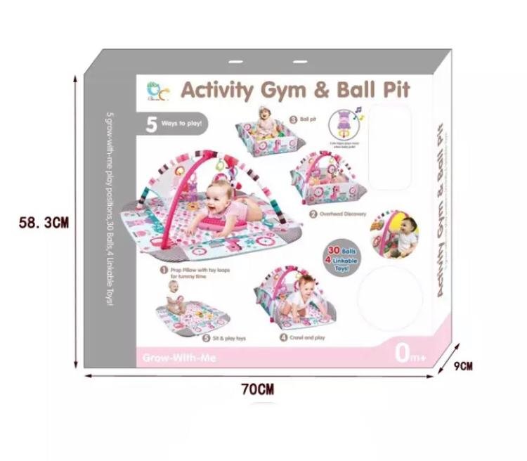 Tapis d'activité de gymnastique pour bébé - 30 balles colorées et 4 hochets détachables incluses – Image 8