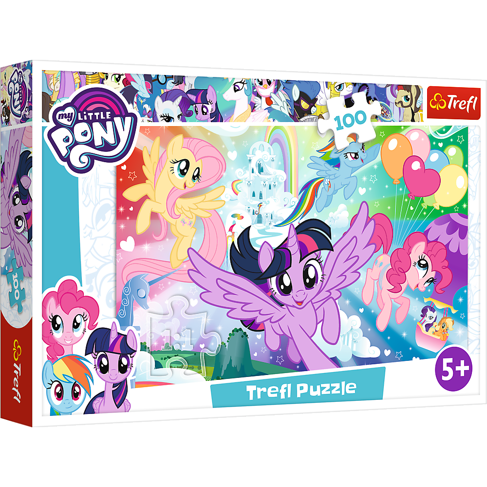 Trefl -Puzzle 100 pièces-My little pony Paysage arc-en-ciel