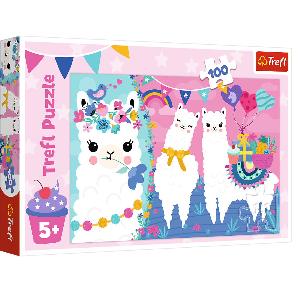 Trefl - Puzzle 100 pièces - Lamas heureux