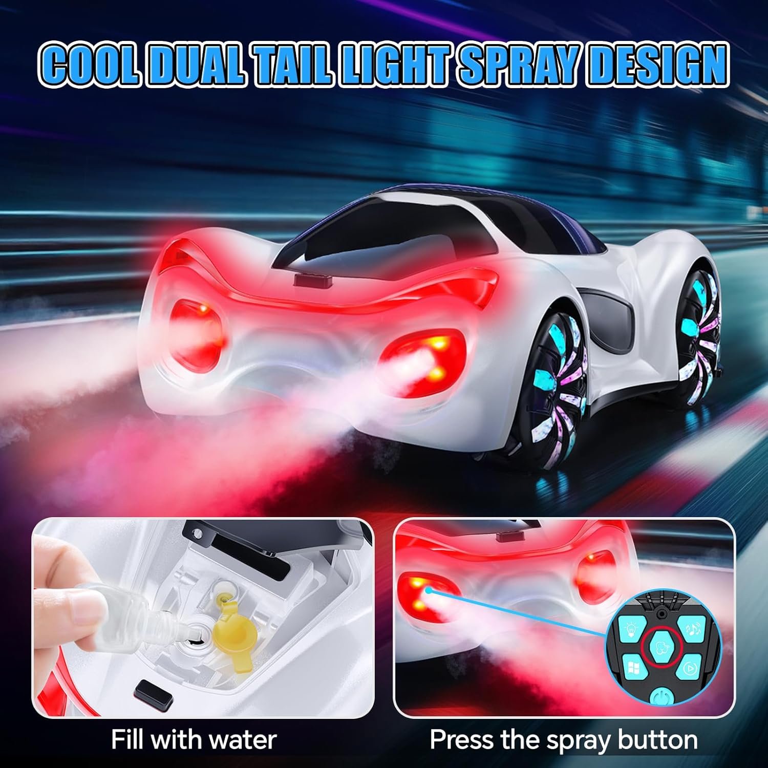 Voiture futuriste télécommandée rechargeable - Blanc – Image 2