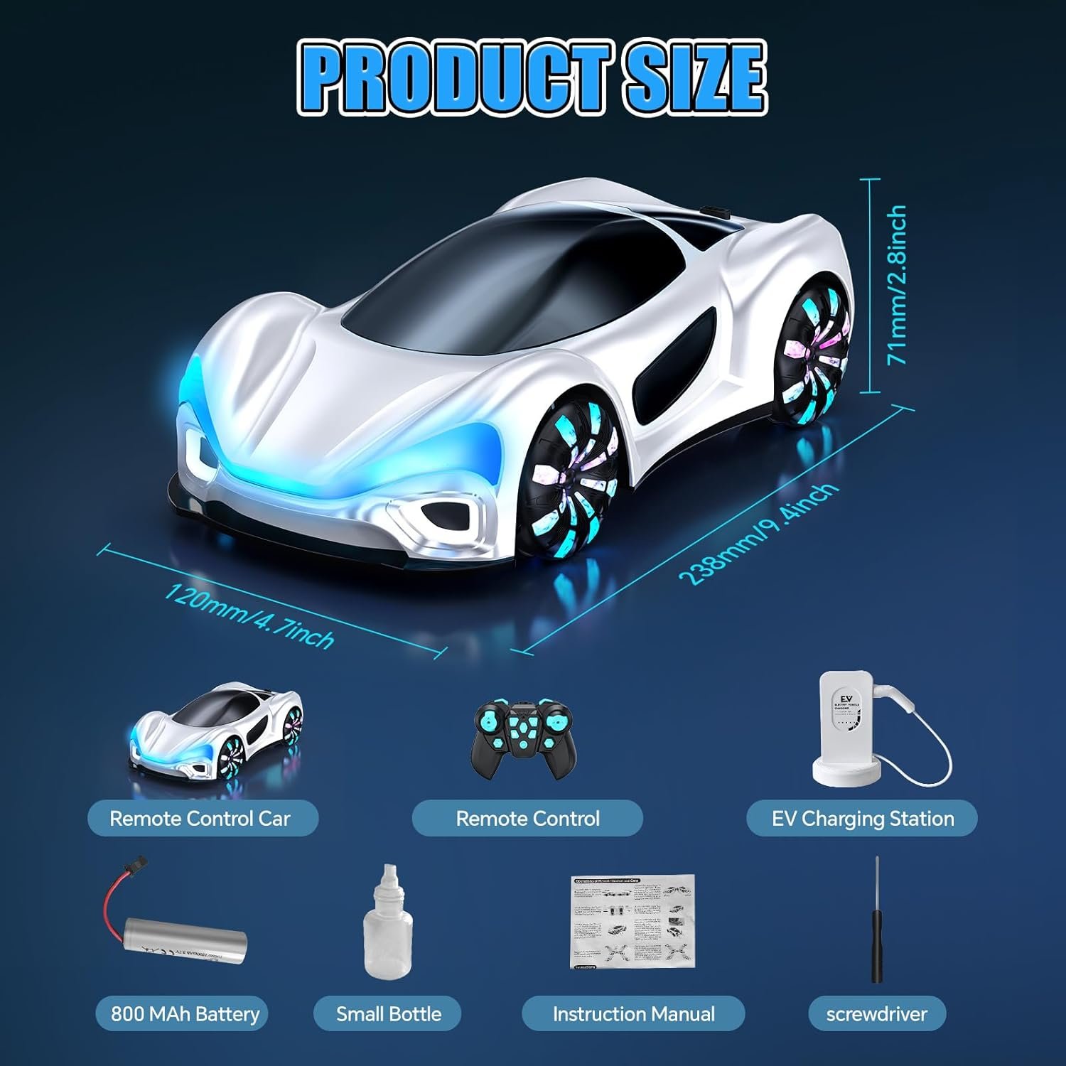 Voiture futuriste télécommandée rechargeable - Blanc – Image 5