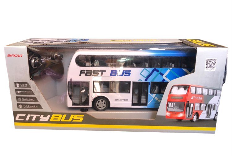 Bus double decker télécommandé avec batterie et lumière - Blanc – Image 2