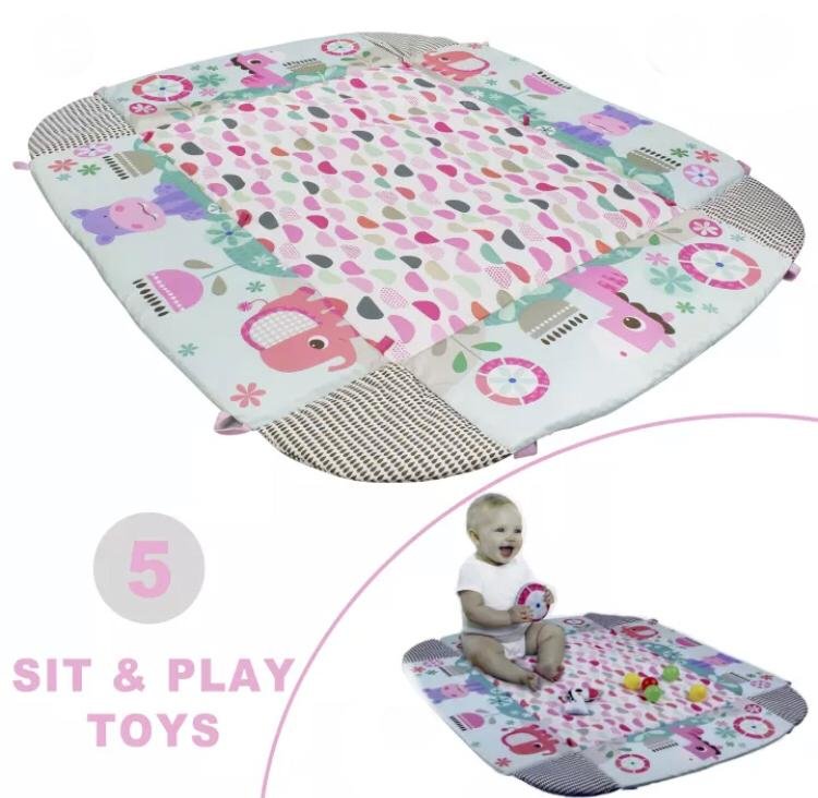 Tapis d'activité de gymnastique pour bébé - 30 balles colorées et 4 hochets détachables incluses – Image 6