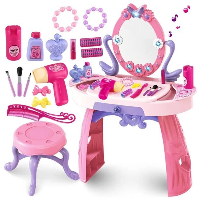 Coiffeuse de maquillage avec miroir son et lumière multifonctionnelle – Image 4