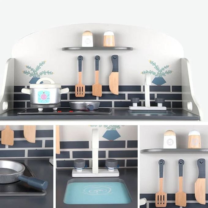 Cuisine Bois pour enfant avec accessoires - 78.5 x 29 x 59.5 cm – Image 3