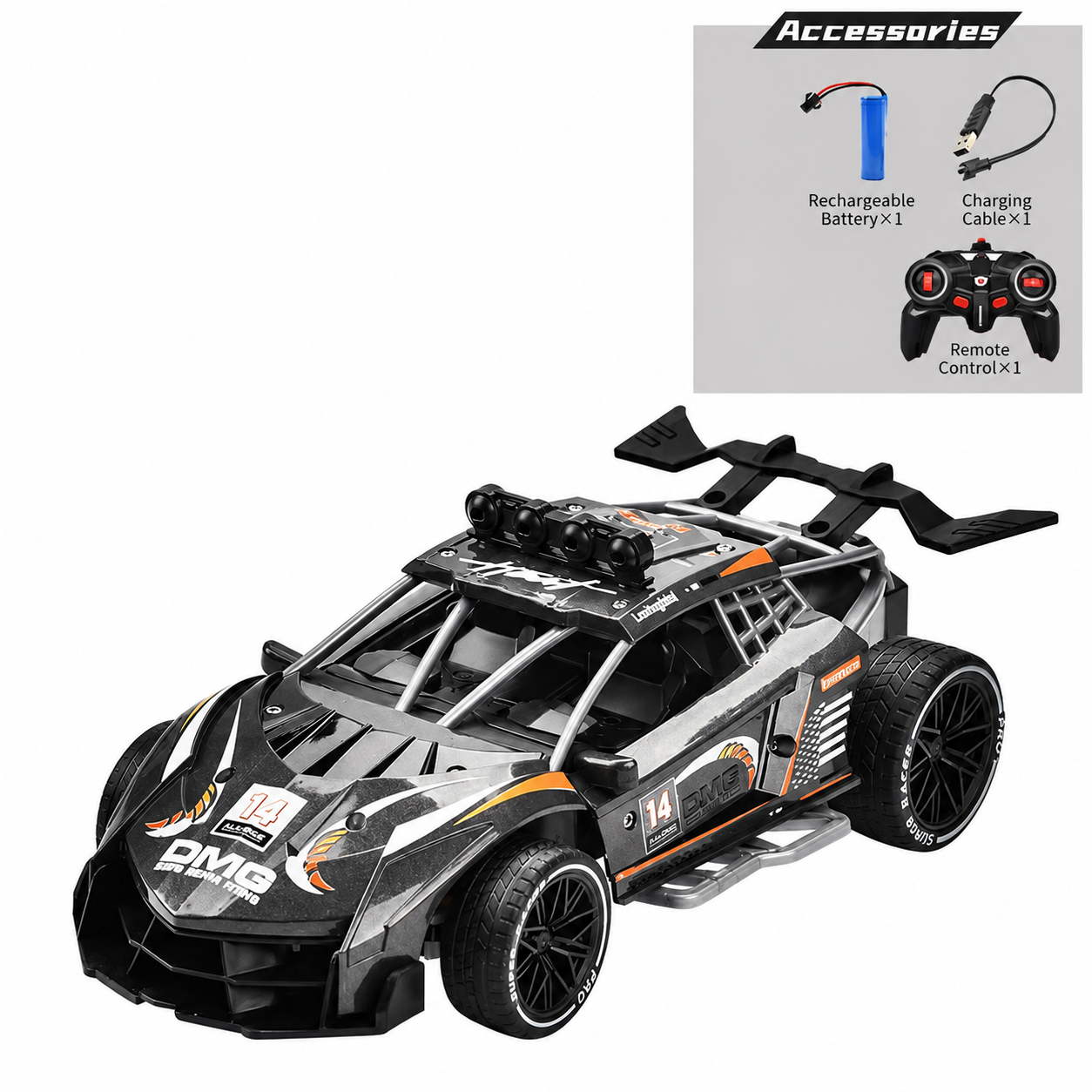 Voiture de course télécommandée - Gris