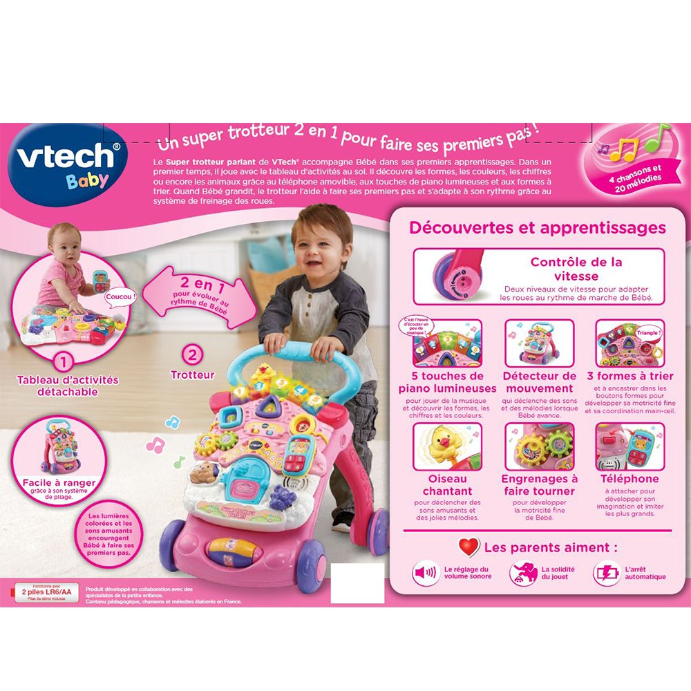 Vtech- Super Trotteur parlant 2 en 1 rose – Image 4