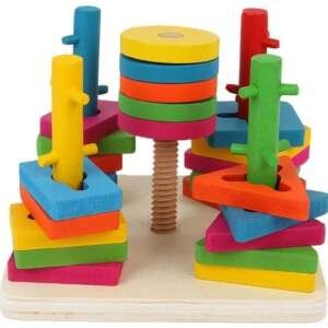 Jeu de blocs colorés en bois à cinq colonnes