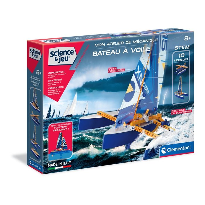 Clementoni –Mon Atelier de mécanique Bateau à voile 10 modèles à réaliser