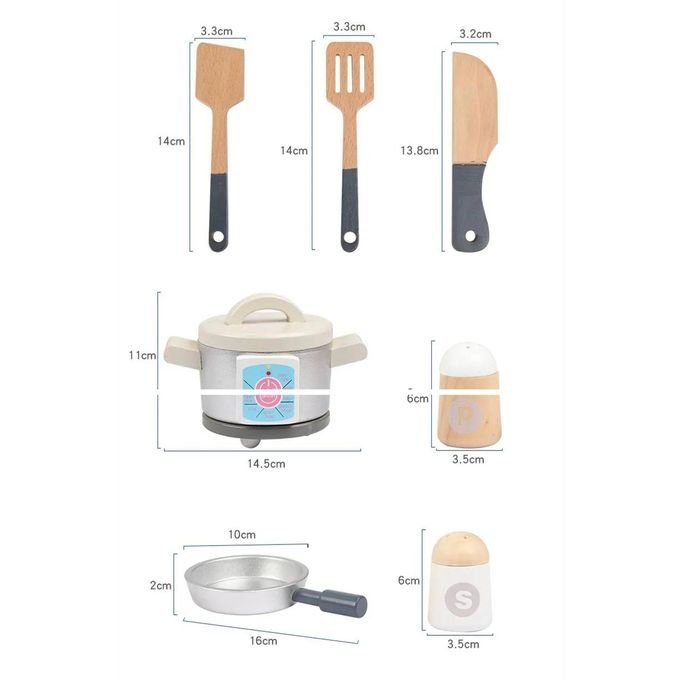 Cuisine Bois pour enfant avec accessoires - 78.5 x 29 x 59.5 cm – Image 6