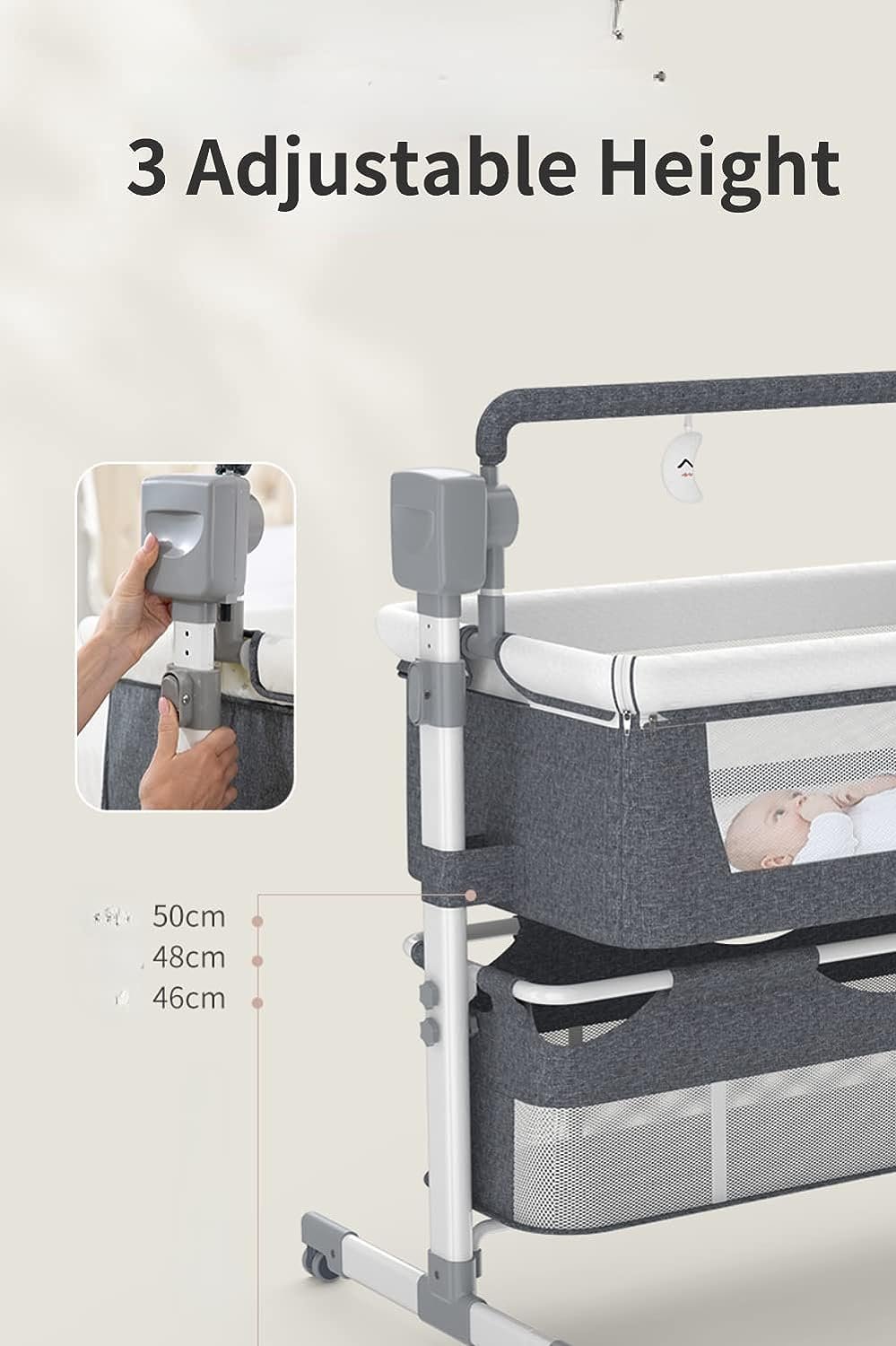 Berceau Bebe, 3 en 1 Cododo Electrique avec Moustiquaire, Matelas – Image 4