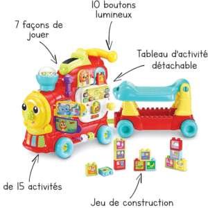 VTech – Maxiloco, Mon Trotti Train 7 En 1, Porteur pousseur Bébé Interactif