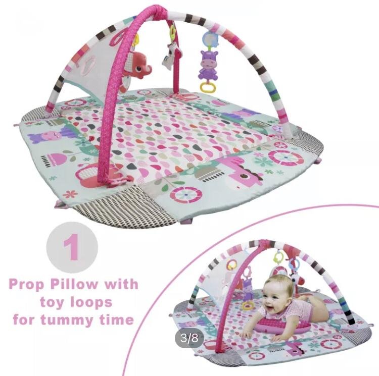 Tapis d'activité de gymnastique pour bébé - 30 balles colorées et 4 hochets détachables incluses – Image 2