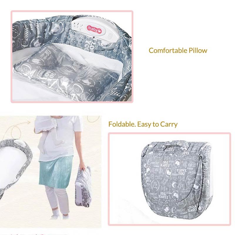 Couffin bébé portable avec moustiquaire -Gris – Image 4