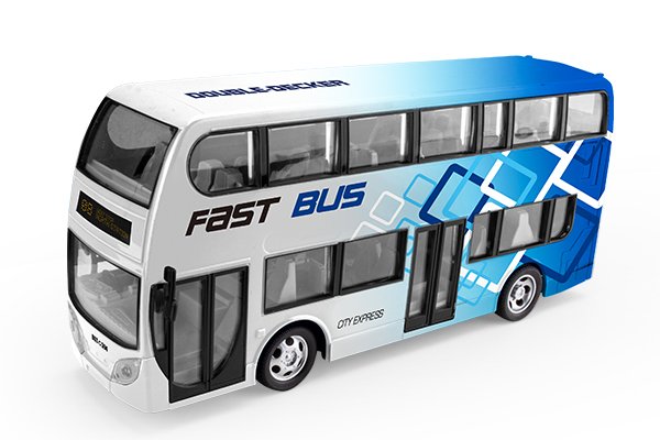 Bus double decker télécommandé avec batterie et lumière - Blanc