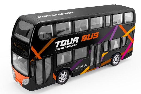 Bus double decker télécommandé avec batterie et lumière - Noir – Image 2