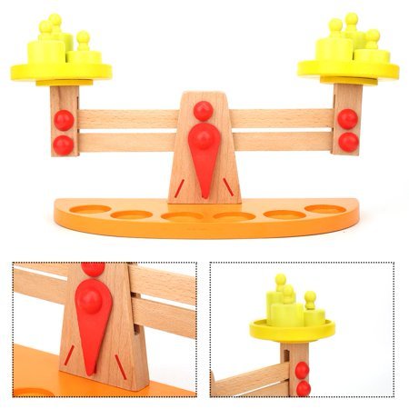 Balance en bois avec 6 poids pour bébés enfants – Image 4