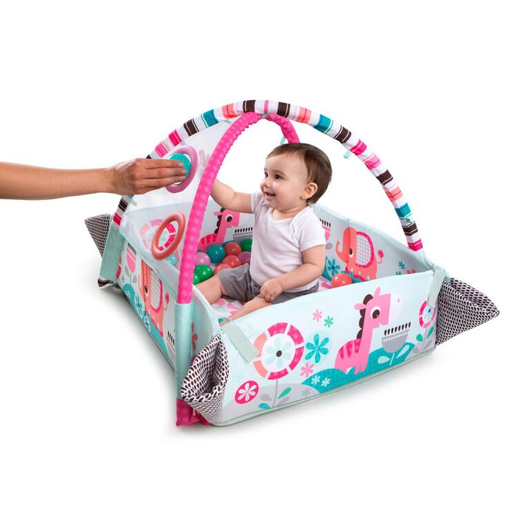 Tapis d'activité de gymnastique pour bébé - 30 balles colorées et 4 hochets détachables incluses