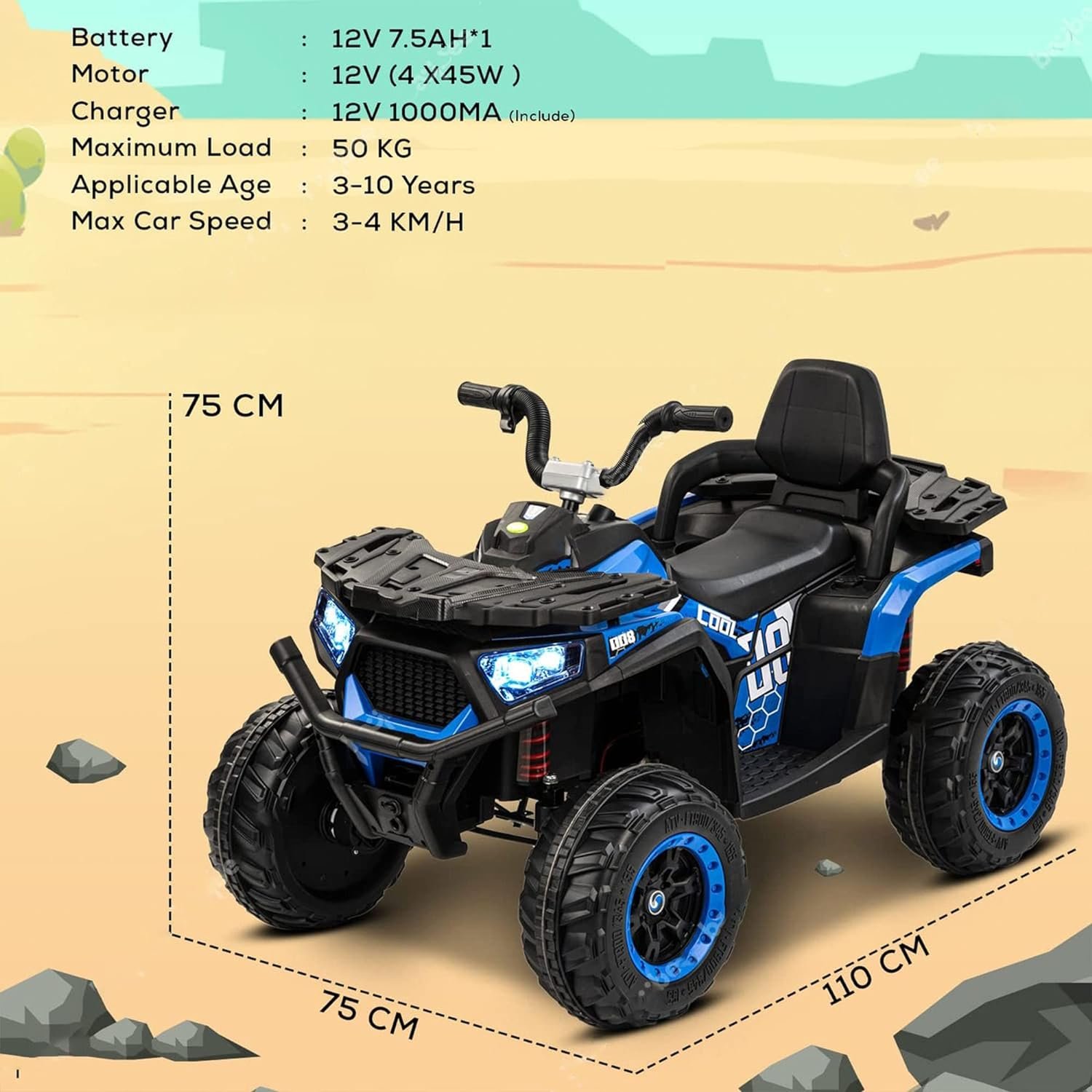 Moto quad électrique sportive 12V - Bleu – Image 4