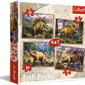 Trefl - Puzzle 4 en 1 - Dinosaures