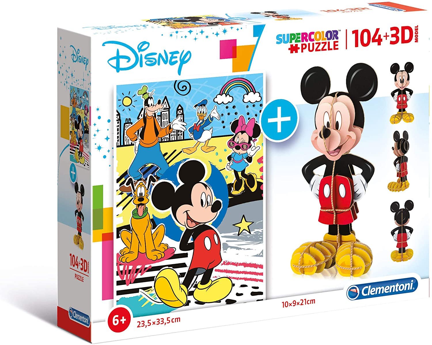 Clementoni- Puzzle 104 modèle 3D-Mickey Mouse-104 pièces