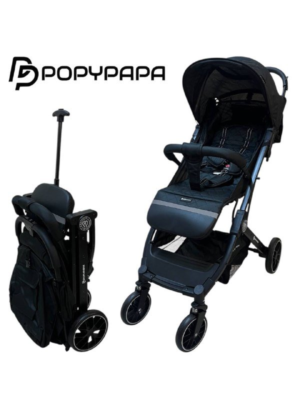 Poussette bébé valise Noir- PoppyPapa