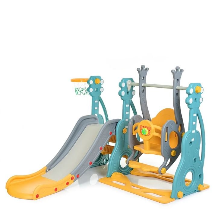 CENTRE D’ACTIVITÉS 3en1 avec Balançoire et toboggan Vert GUITAR