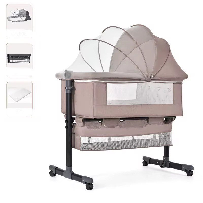 Lit bébé Cododo avec moustiquaire + Panier Beige – Image 2