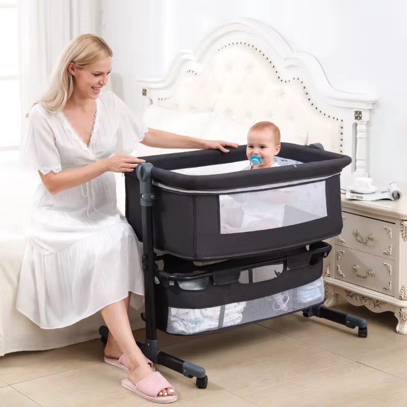 Lit bébé Cododo avec moustiquaire + Panier Beige – Image 3
