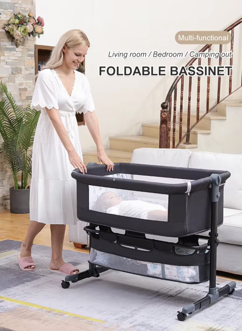 Lit bébé Cododo avec moustiquaire + Panier Gris foncé – Image 7