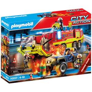 Playmobil City action - Camion de pompiers et véhicule enflammé