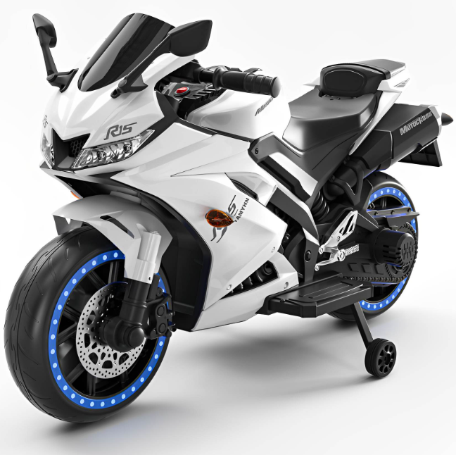 Moto électrique sportif 12V - Blanc