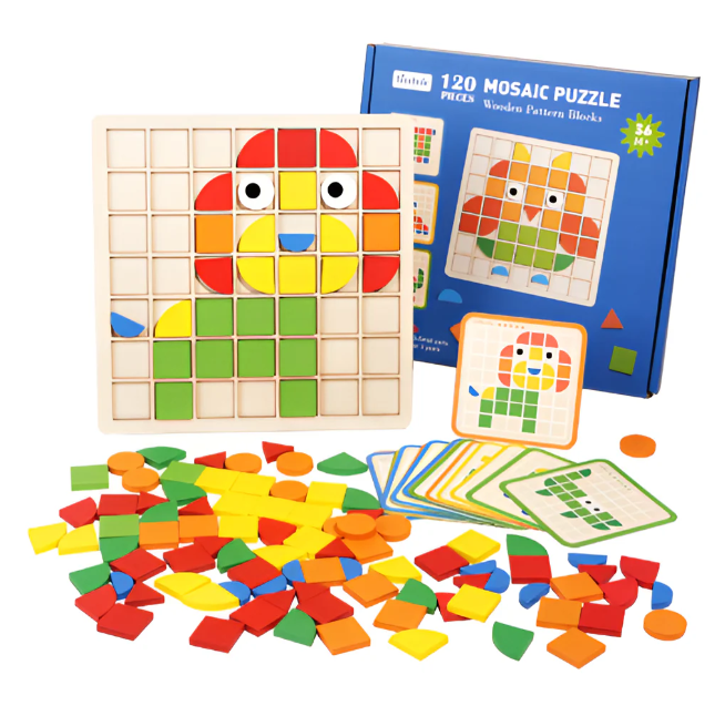 Puzzle mosaïque tangram en bois - 120 pcs