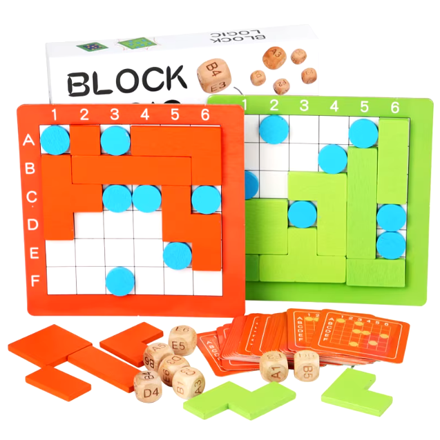 Puzzle Tangram en bloc logique en bois
