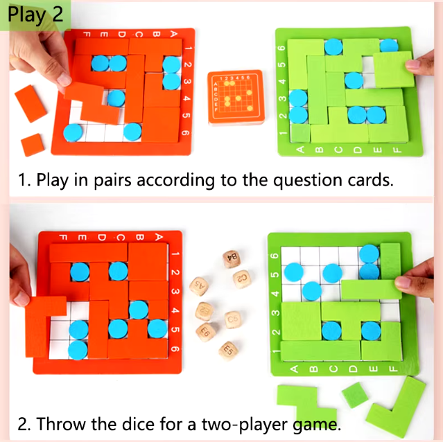 Puzzle Tangram en bloc logique en bois – Image 3