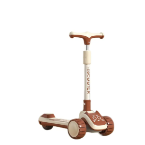 Trottinette 3 roues chat  pliable  - Marron