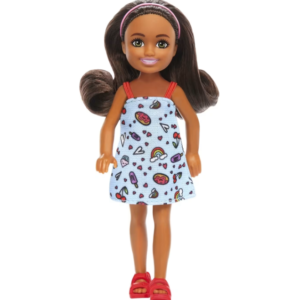 Barbie Poupée Chelsea robe bleue avec des cheveux bruns - Mattel