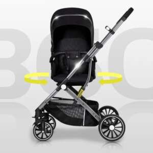 Poussette bébé rotative à 360 degrés valise NOIR